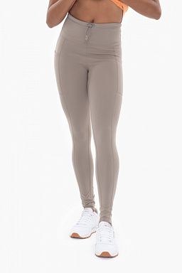 GREENAdjustable Bungee Waist Hiking Leggings